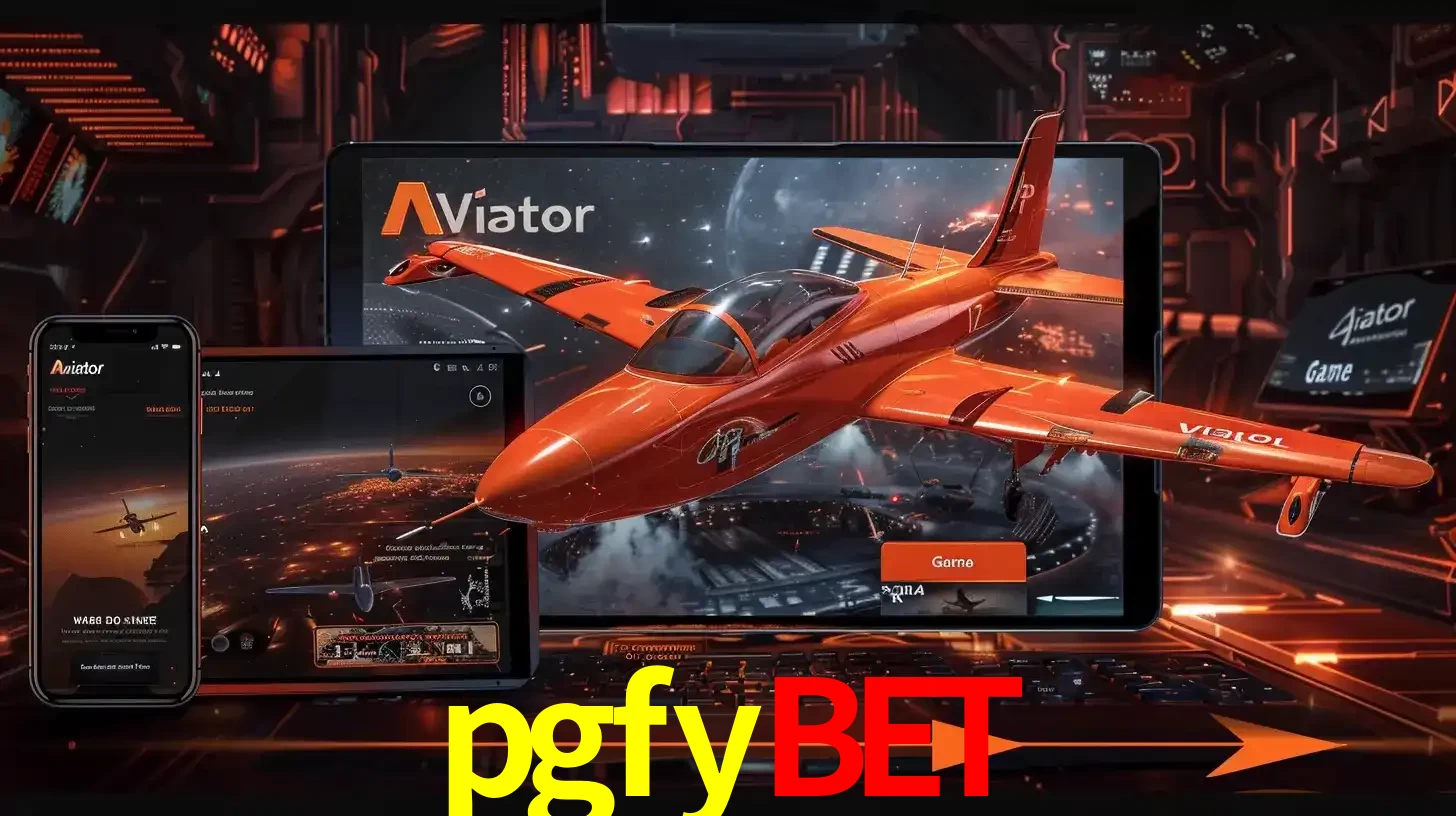 Apresentação tecnológica do jogo Aviator com um avião saindo da tela de um tablet, demonstrando a experiência imersiva em múltiplos dispositivos no pgfybet.