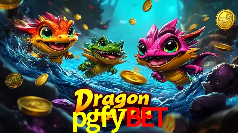 Arte promocional do jogo Dragon Hatch com três adoráveis dragões bebês nadando entre moedas de ouro, um dos slots mais divertidos para jogar no cassino pgfybet.