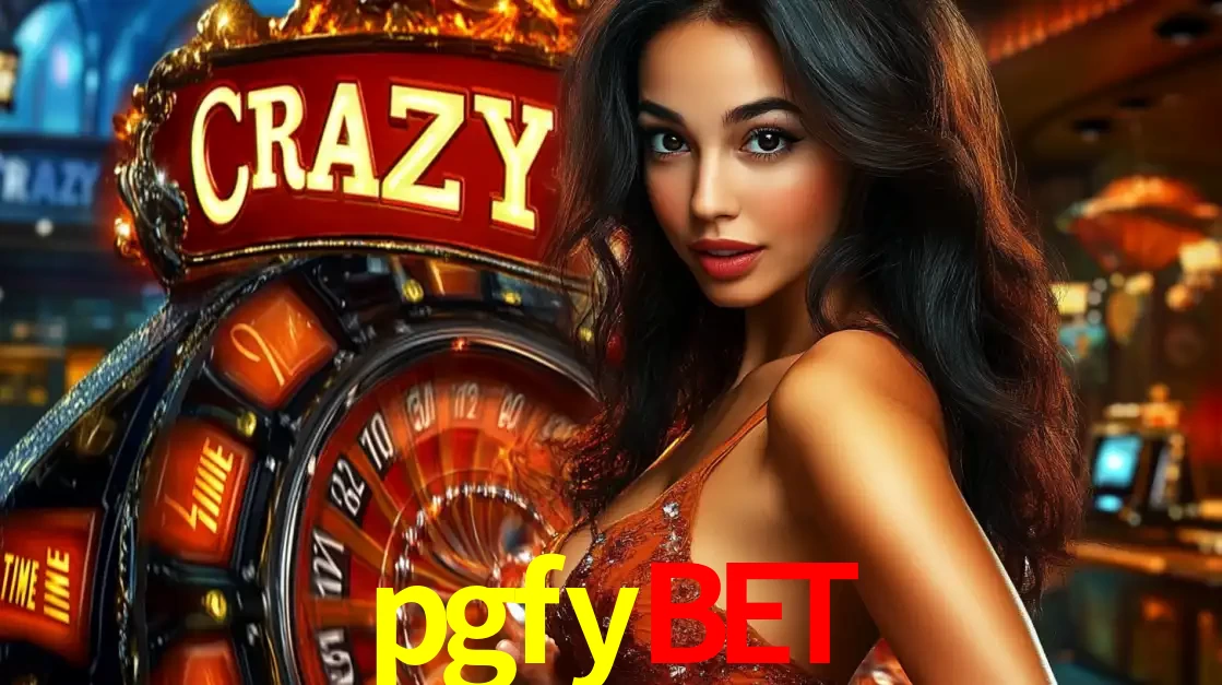 Mulher glamourosa olhando para a câmera com a roda vermelha do Crazy Time ao fundo em um ambiente de cassino, destacando a emoção dos jogos ao vivo no pgfybet.